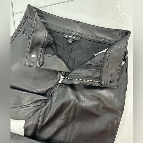 INC Faux Pleather Pants Black Flare High Rise Edgy Moto Y2K Streetwear Size 6P - Picture 10 of 14